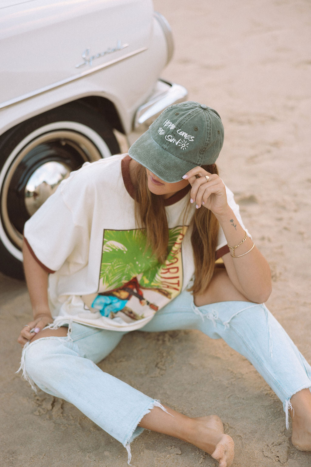 Here Comes The Sun Dad Cap - Organic Cotton Vintage Wash Hat