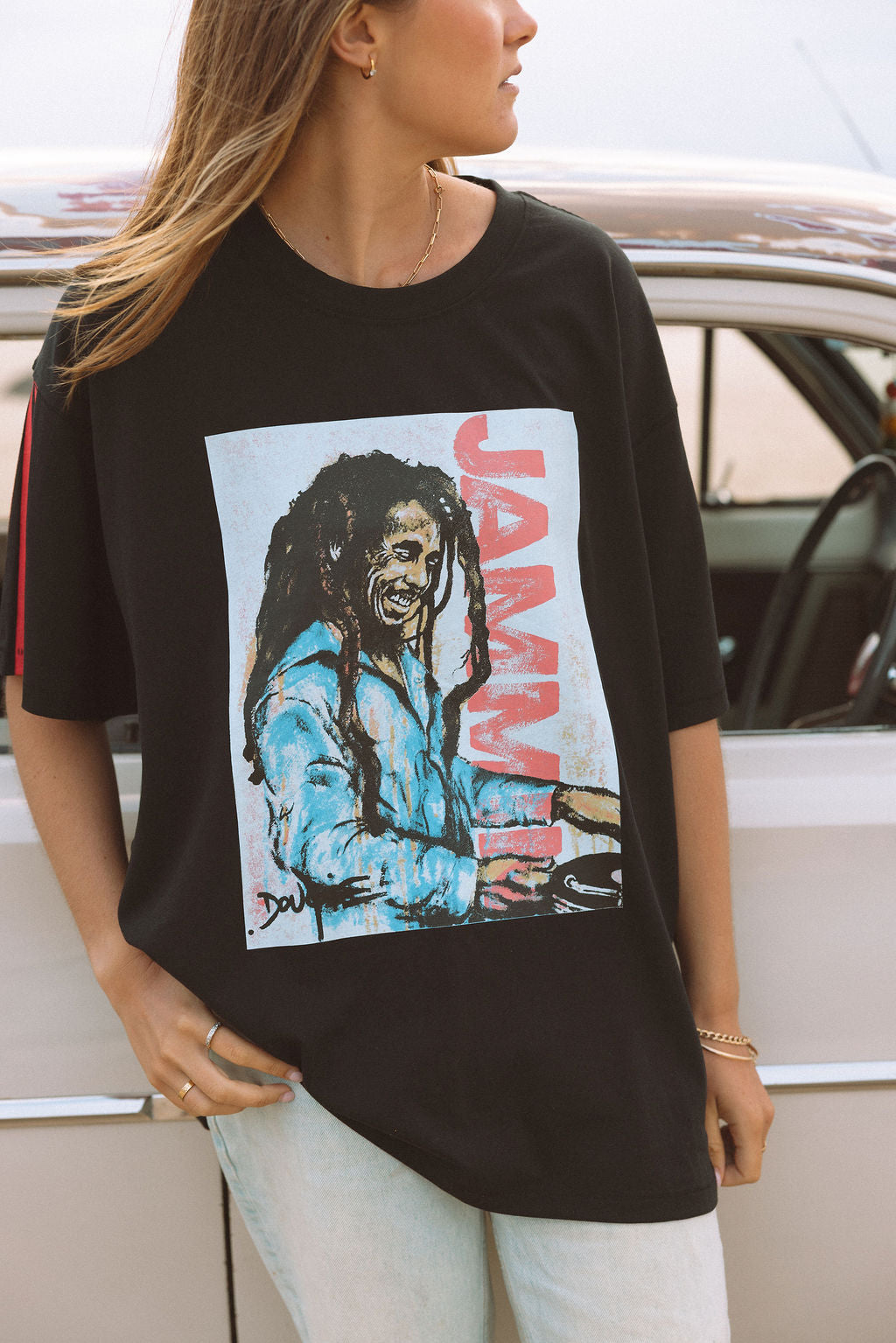 JAMMIN UNISEX SLOUCH TEE- 100% ORGANIC COTTON GRAPHIC T-SHIRT (Copy)