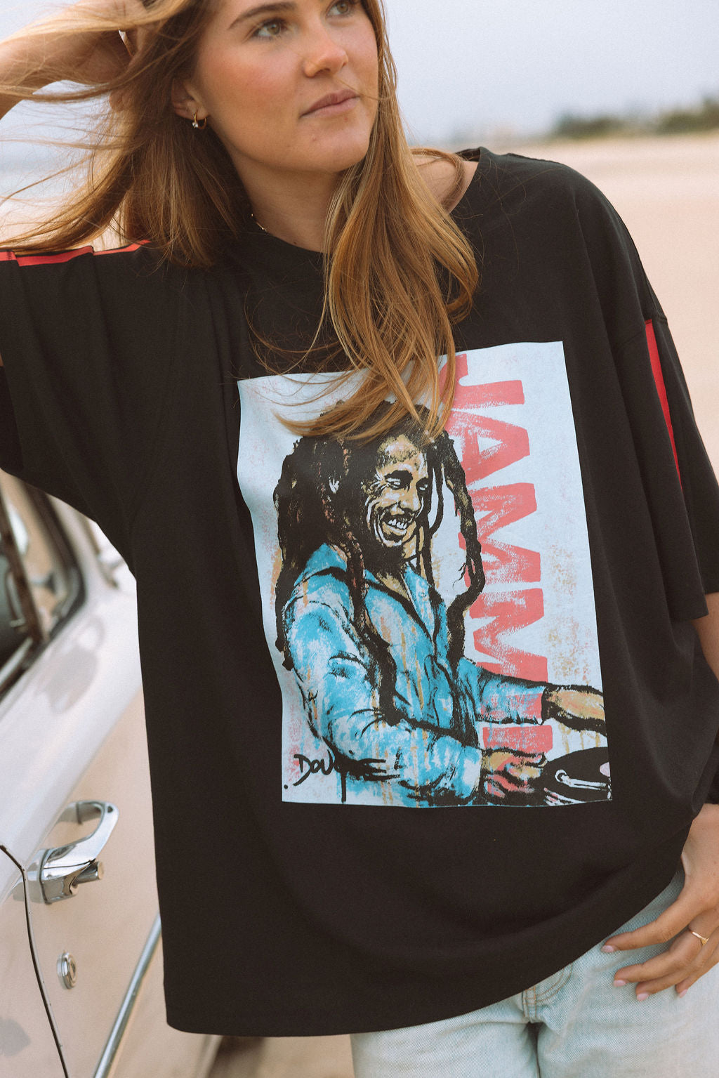 JAMMIN UNISEX SLOUCH TEE- 100% ORGANIC COTTON GRAPHIC T-SHIRT (Copy)