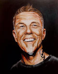 Artistic portrait of a smiling man with a black background